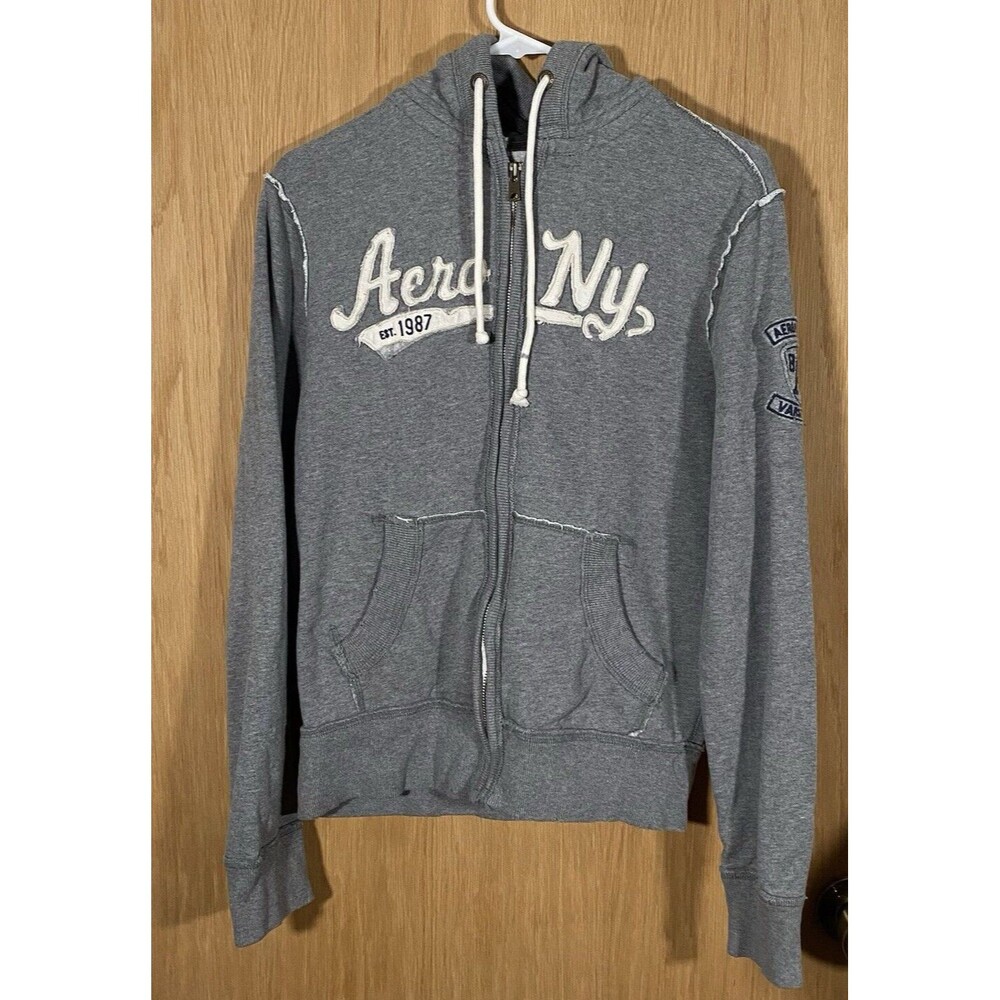 Vtg Y2K Aeropostale Full Zip Hoodie Sweatshirt Embroidered Spell Out Women's Sm
